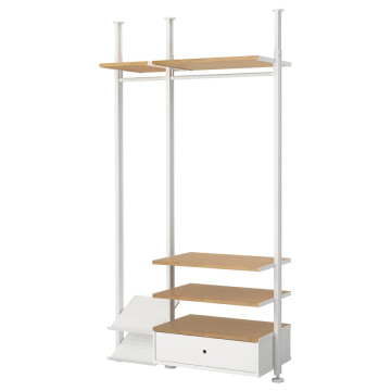 ELVARLI 2 daļas, balts/bambuss, 135x51x222-350 cm