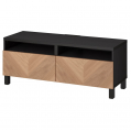 BESTÅ TV statīvs ar atvilktnēm 120x42x48 cm melnbrūns Hedeviken/Stubbarp/ozola saplāksnis