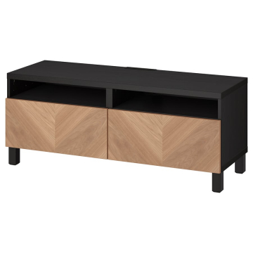 BESTÅ TV statīvs ar atvilktnēm 120x42x48 cm melnbrūns Hedeviken/Stubbarp/ozola saplāksnis