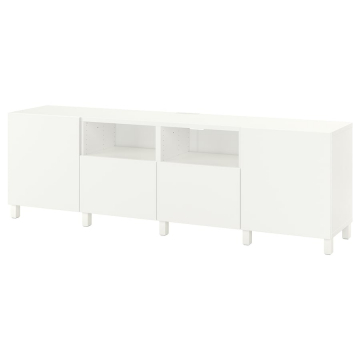 BESTÅ TV statīvs ar durvīm un atvilktnēm 240x42x74 cm balts/Lappviken/Stubbarp balts