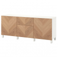 BESTÅ skapis ar atvilktnēm 180x42x74 cm balts/Hedeviken/Stubbarp ozola saplāksnis