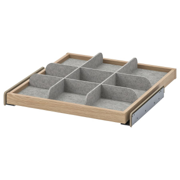 KOMPLEMENT, izvelkama atvilktne ar atvilktnes ieliktni 50x58 cm balti beicēta ozola efekts/gaiši pelēks