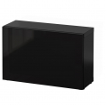 BESTÅ, plaukts ar stikla durvīm 60x22x38 cm tumši brūns/Glassvik melns/smēķēts stikls