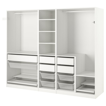 PAX garderobes kombinācija 250x58x201 cm balta