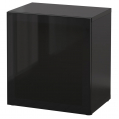 BESTÅ plaukts ar stikla durvīm 60x40x64 cm tumši brūns/Glassvik melns/smēķēts stikls