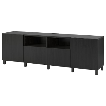 BESTÅ TV statīvs ar durvīm un atvilktnēm 240x42x74 cm melnbrūns/Lappviken/Stubbarp melnbrūns